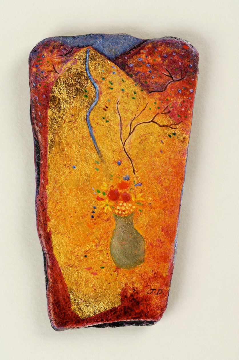 The Golden Mountain, 2006 (olie på skifer) af Jane Deakin