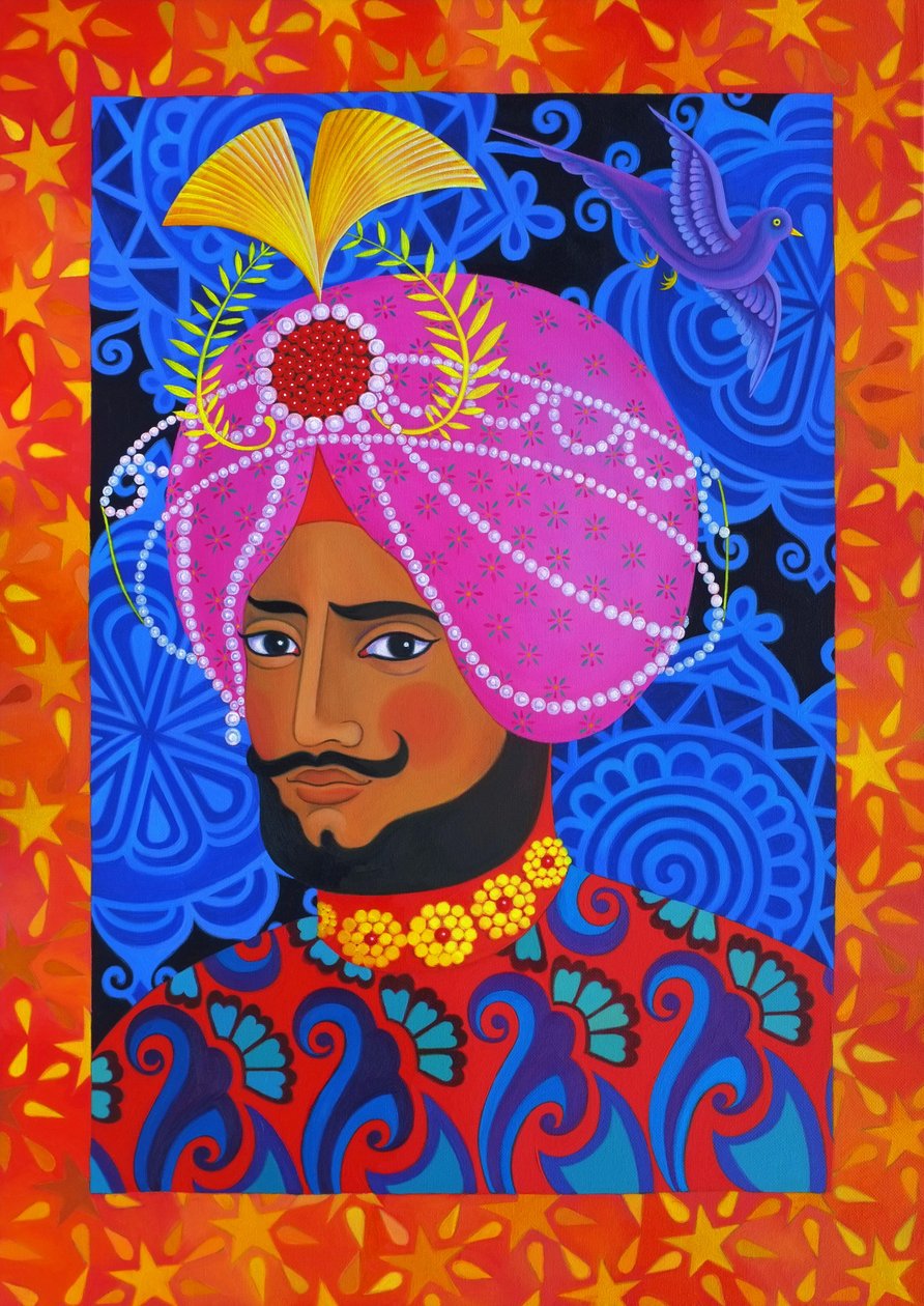 Maharaja med lyserød turban, 2012, af Jane Tattersfield