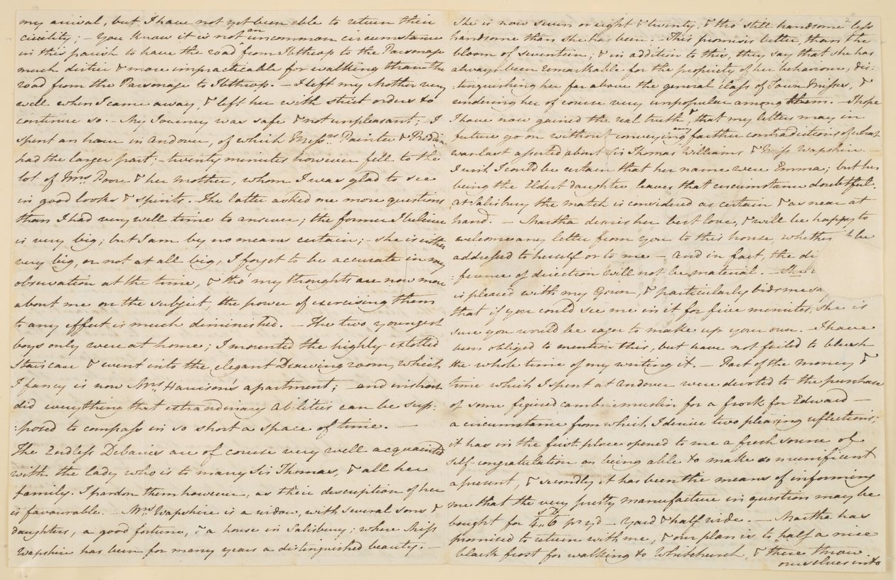 Brev fra Jane Austen til hendes søster Cassandra, 30. november 1800 (papir) af Jane Austen