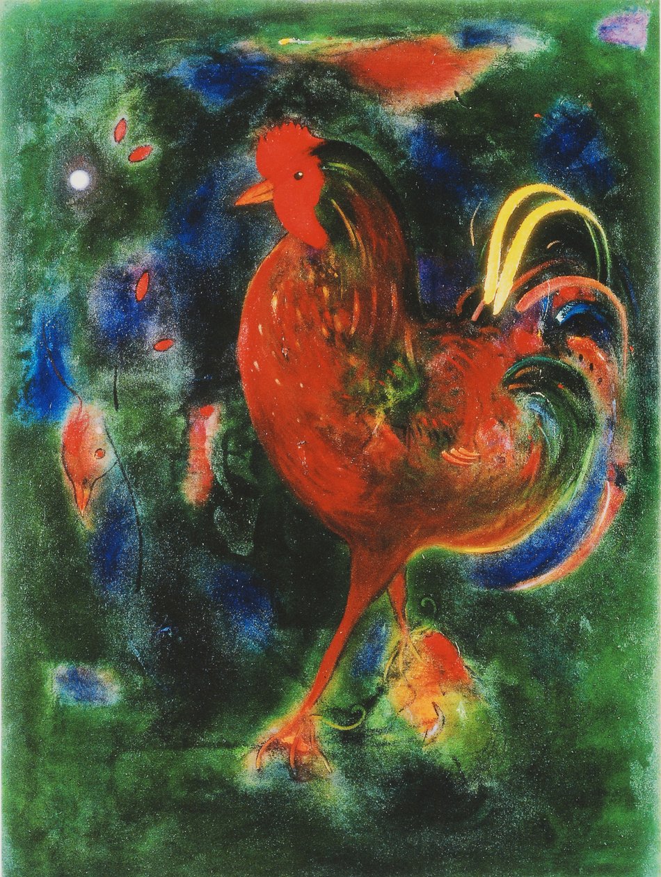 Cockerel, 2005 (giclee-tryk) af Jane Deakin