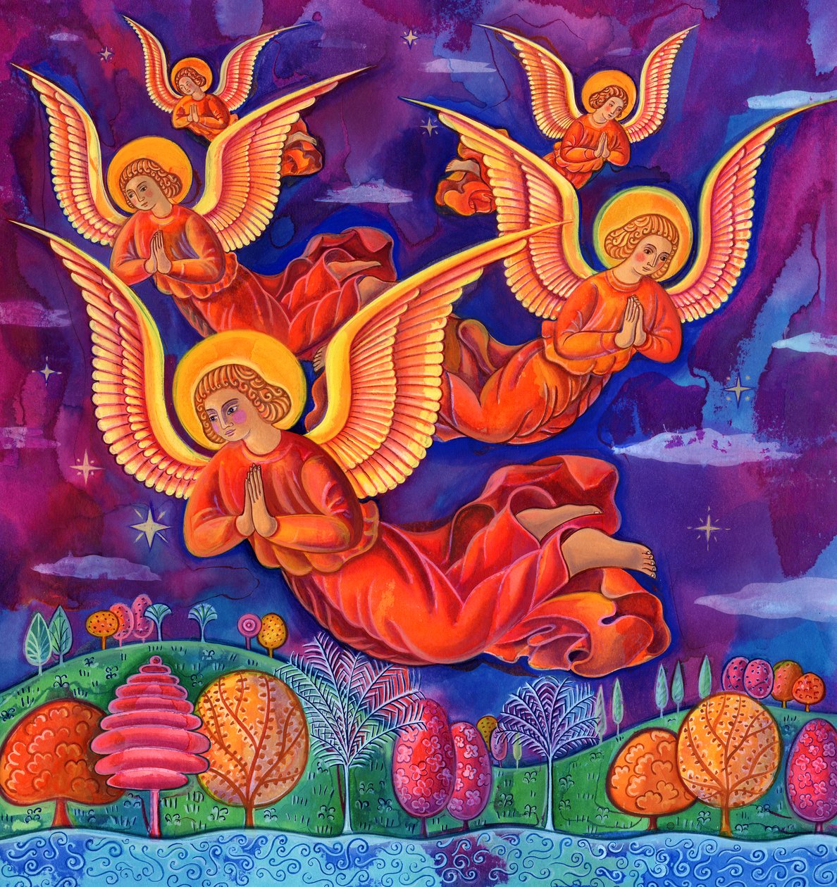 Angels, 1999, (blæk og gouache) af Jane Tattersfield