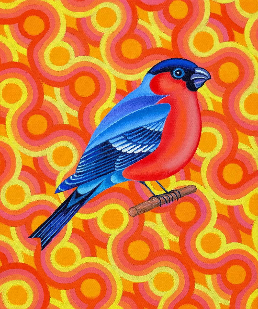 Bullfinch, 2023 (olie på lærred) af Jane Tattersfield