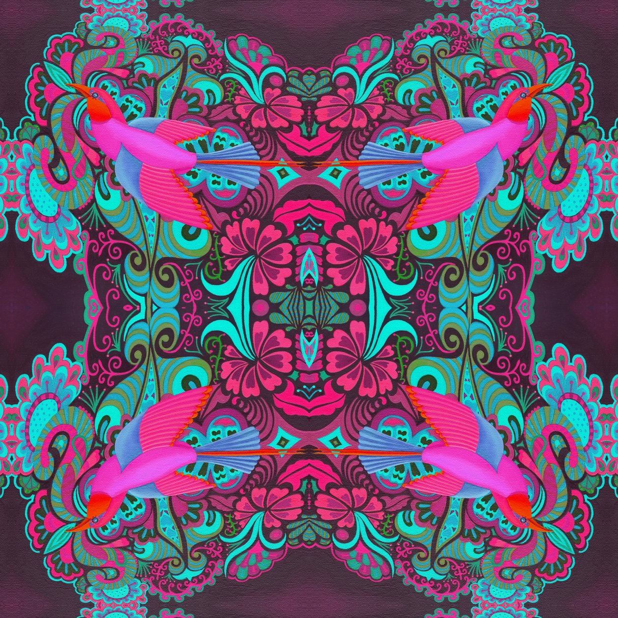 Flyvende fugl mønster maroon, 2015, af Jane Tattersfield