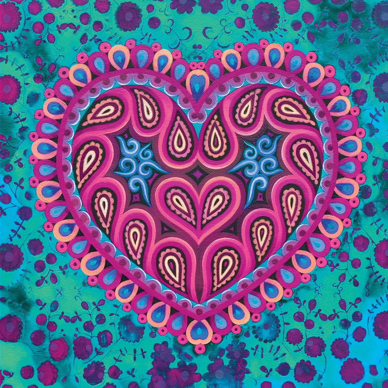 Folk Heart on green, 2016, af Jane Tattersfield