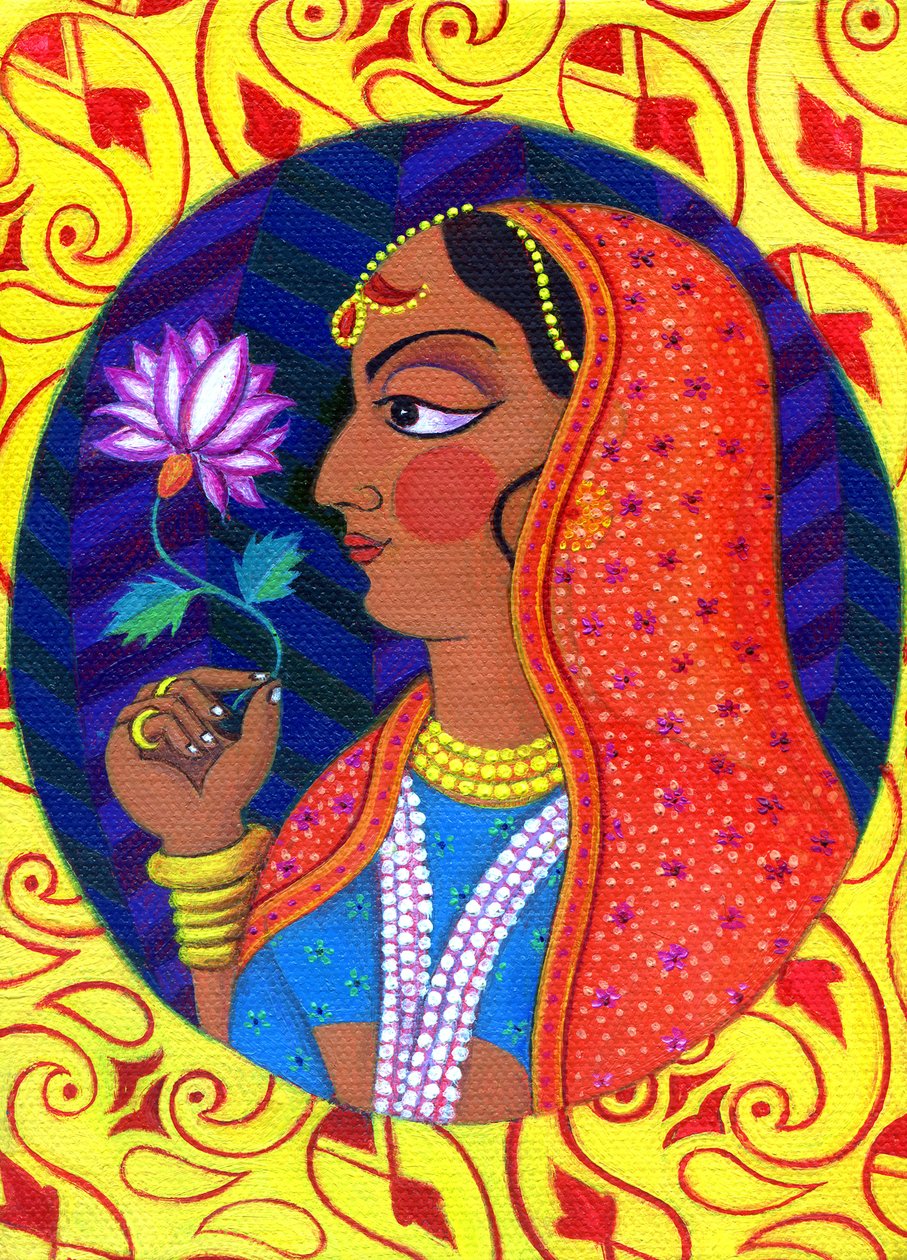 Maharani med hvid og lyserød blomst, 2011, af Jane Tattersfield