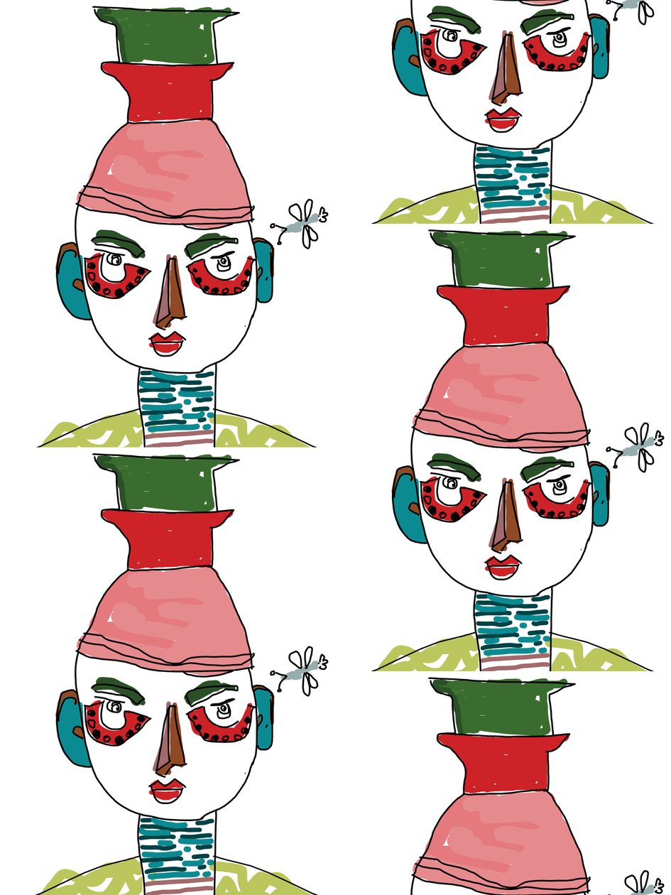 Faces in repeat, 2022 (photoshop) af Jane Willingale