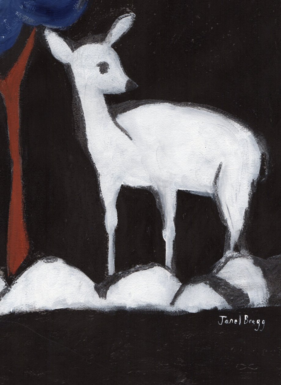 Deer from Washington Park II, ca. 2017 (trækul, gesso og kasein på papir) af Janel Bragg