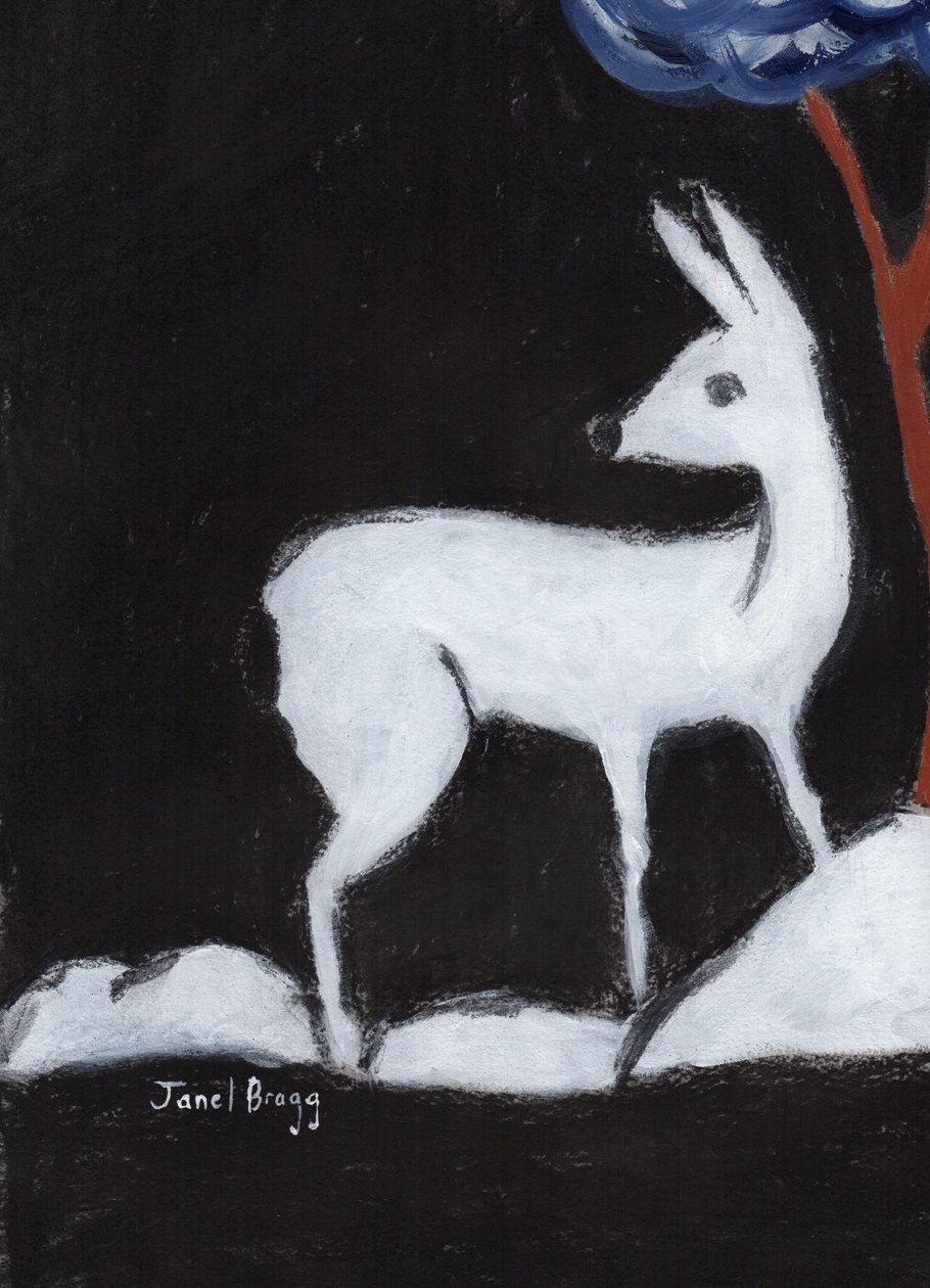 Deer from Washington Park, ca. 2017 (trækul, gesso og kasein på papir) af Janel Bragg