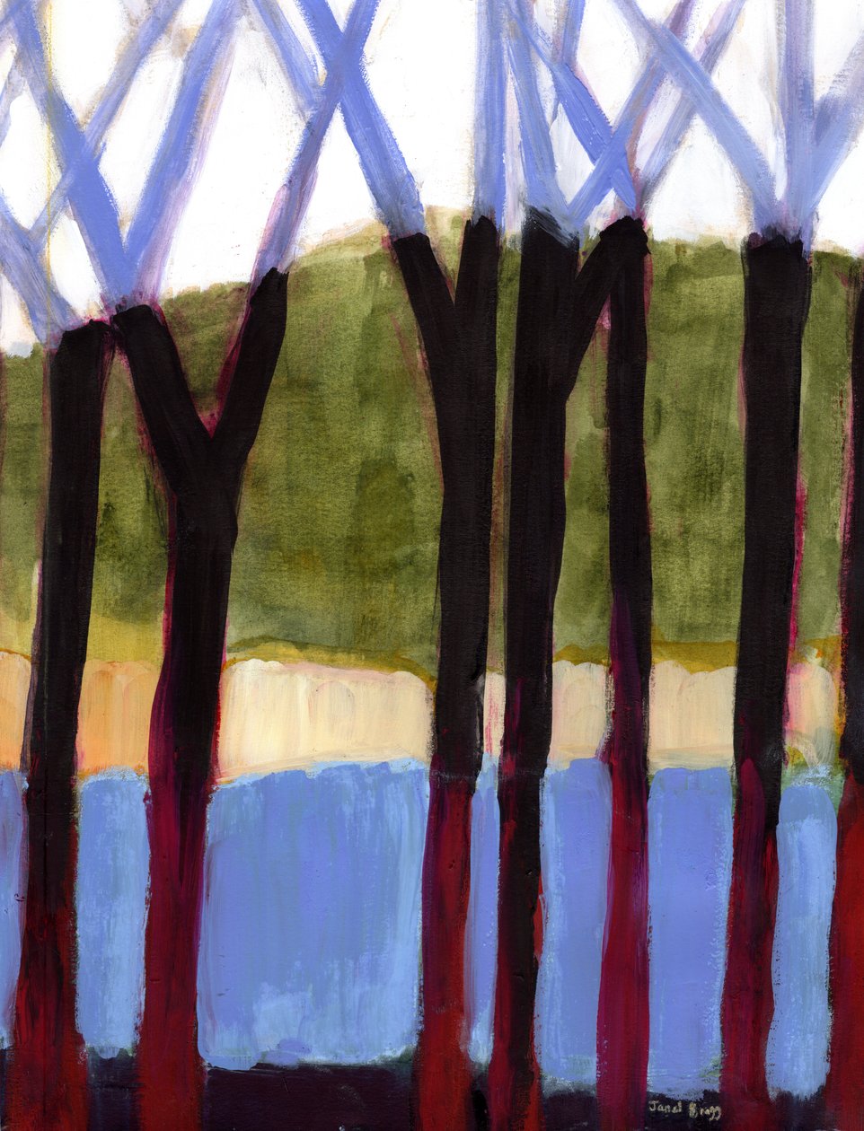 Holiday Hideaway in Lavender II, ca. 2023 (sumi-blæk, akvarel og kasein på papir) af Janel Bragg