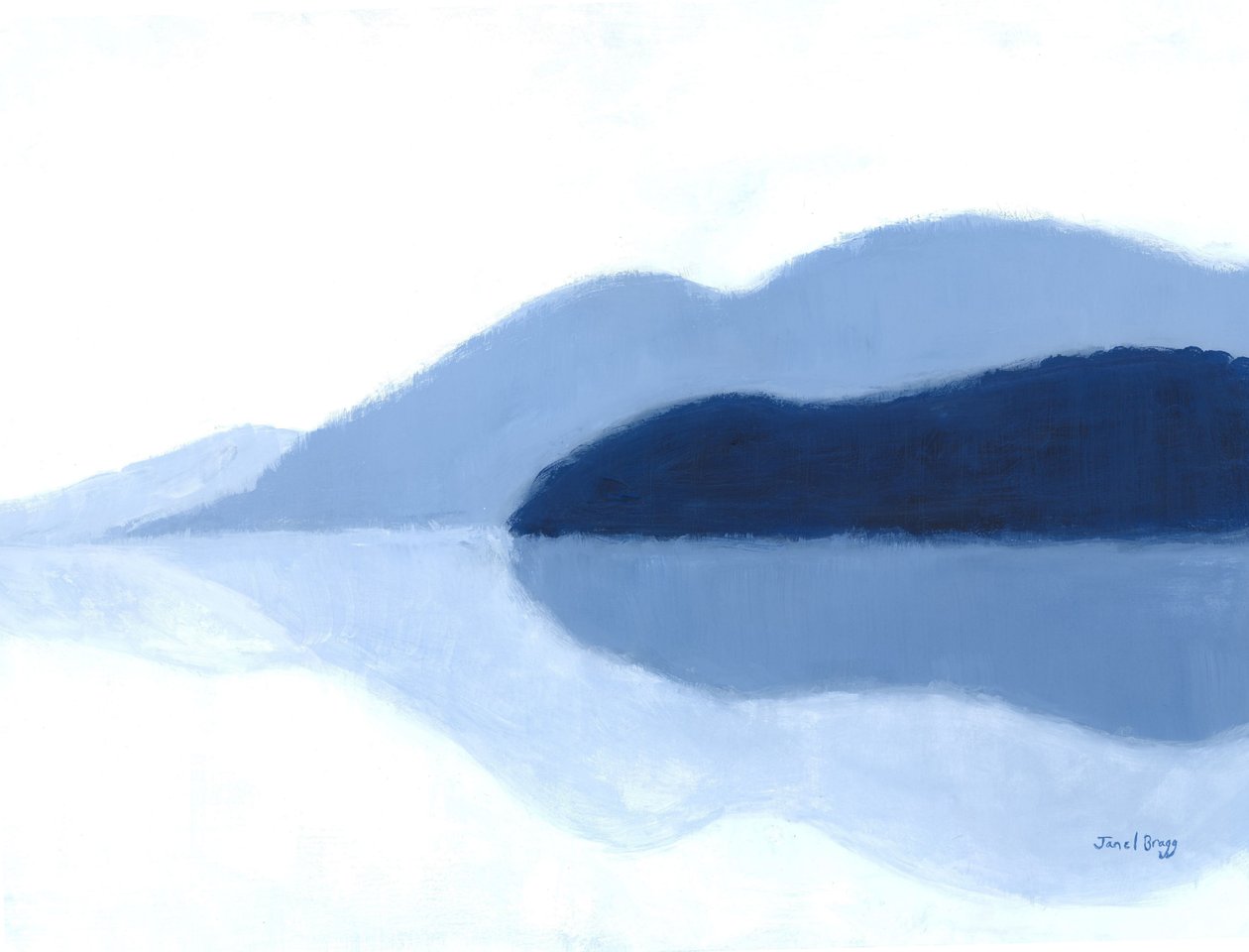 San Juan Islands Reflections, ca. 2021 (kasein på papir) af Janel Bragg