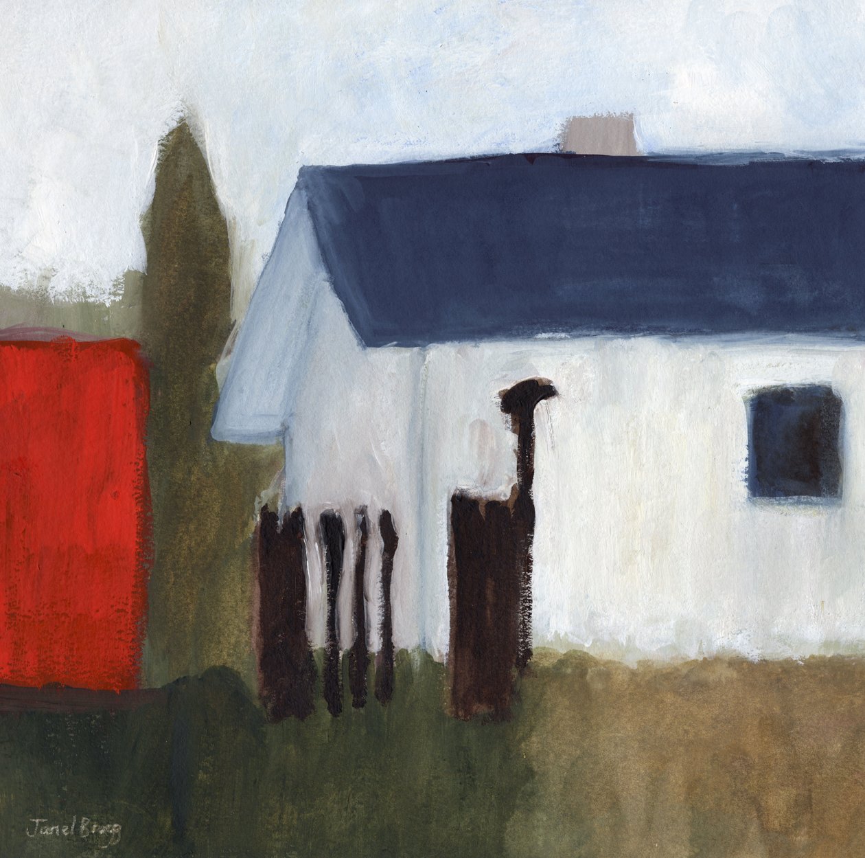 Shed on 7th Street, ca. 2018 (akvarel og kasein på papir) af Janel Bragg
