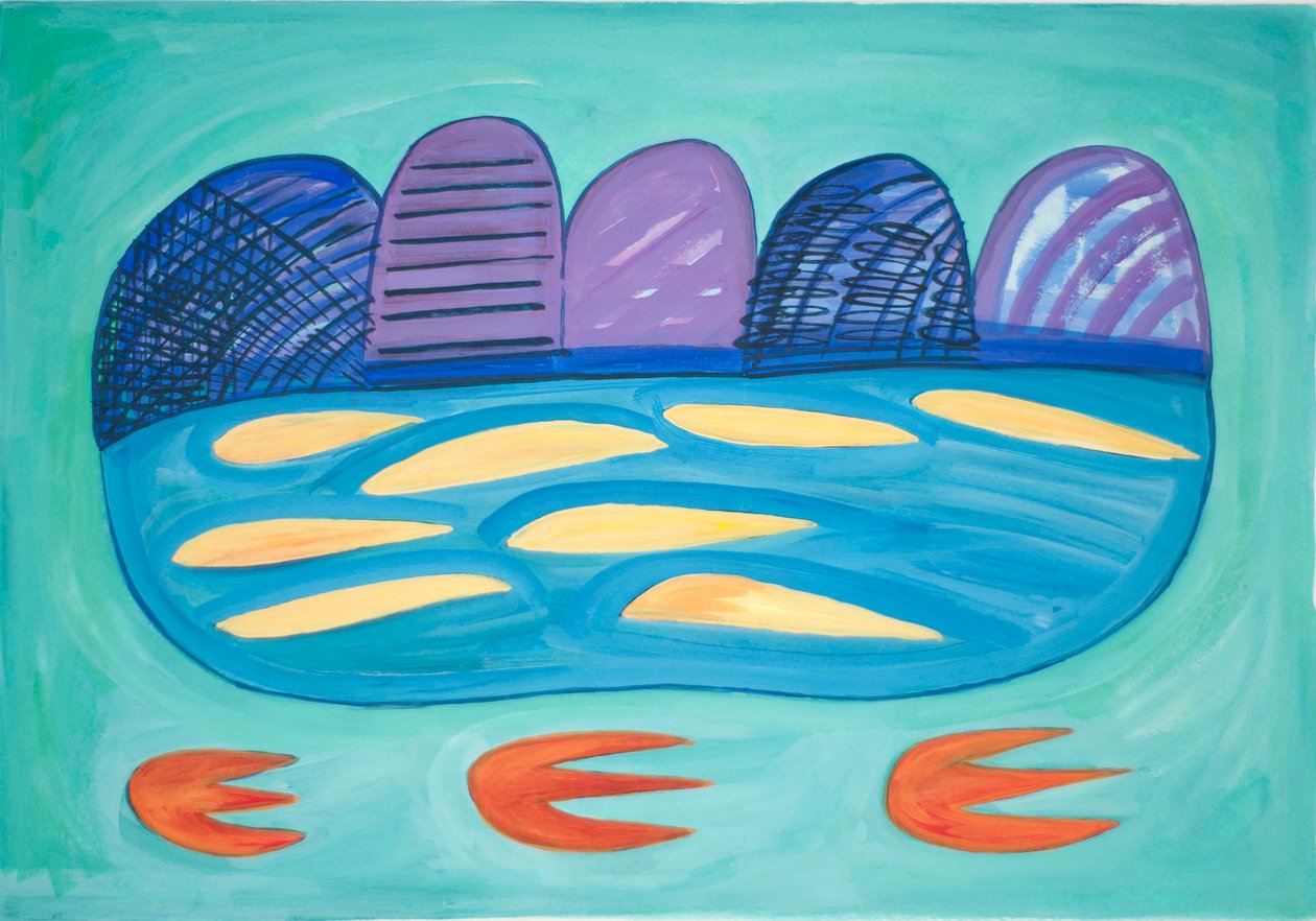 Mountains and Loch, 2015 (akvarel og gouache) af Janet McKenzie