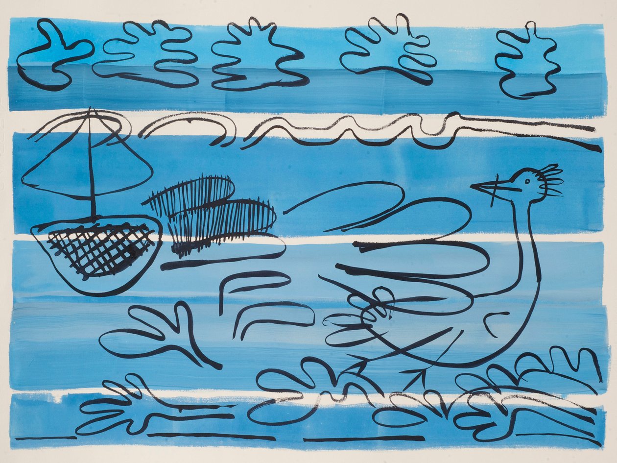 Sailing West Coast, 2015 (akvarel og blæk) af Janet McKenzie