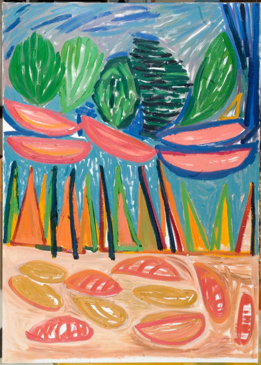 Vi er kun ubesejrede (i), 2007 (olie på lærred) af Janet McKenzie