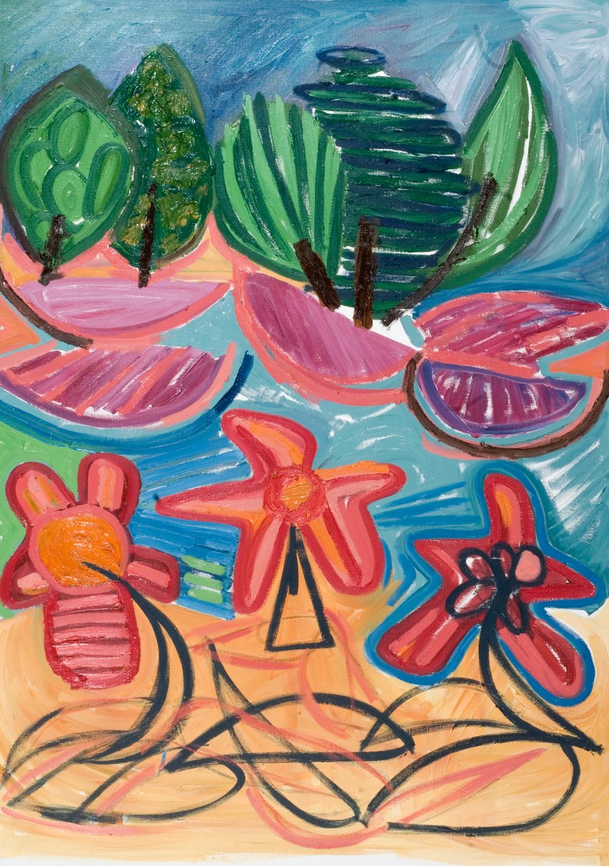 Vi er kun ubesejrede (iii), 2007 (olie på lærred) af Janet McKenzie