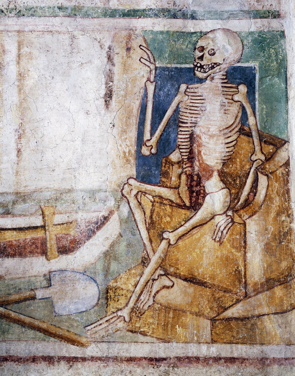 Hrastovlje befæstede kirke, Treenighedskirken, Dødsåbningsplade af graven, Dødedansen (1490), detaljer fra fresker af Janez Iz Kastva, Slovenien af Janez Kastav