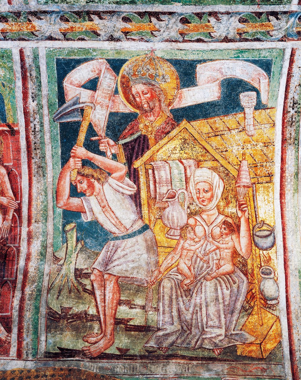 Hrastovlje befæstede kirke, Treenighedskirken, Deres forfædres første arbejde, detaljer fra fresker af Janez Iz Kastva (1490), Slovenien af Janez Kastav