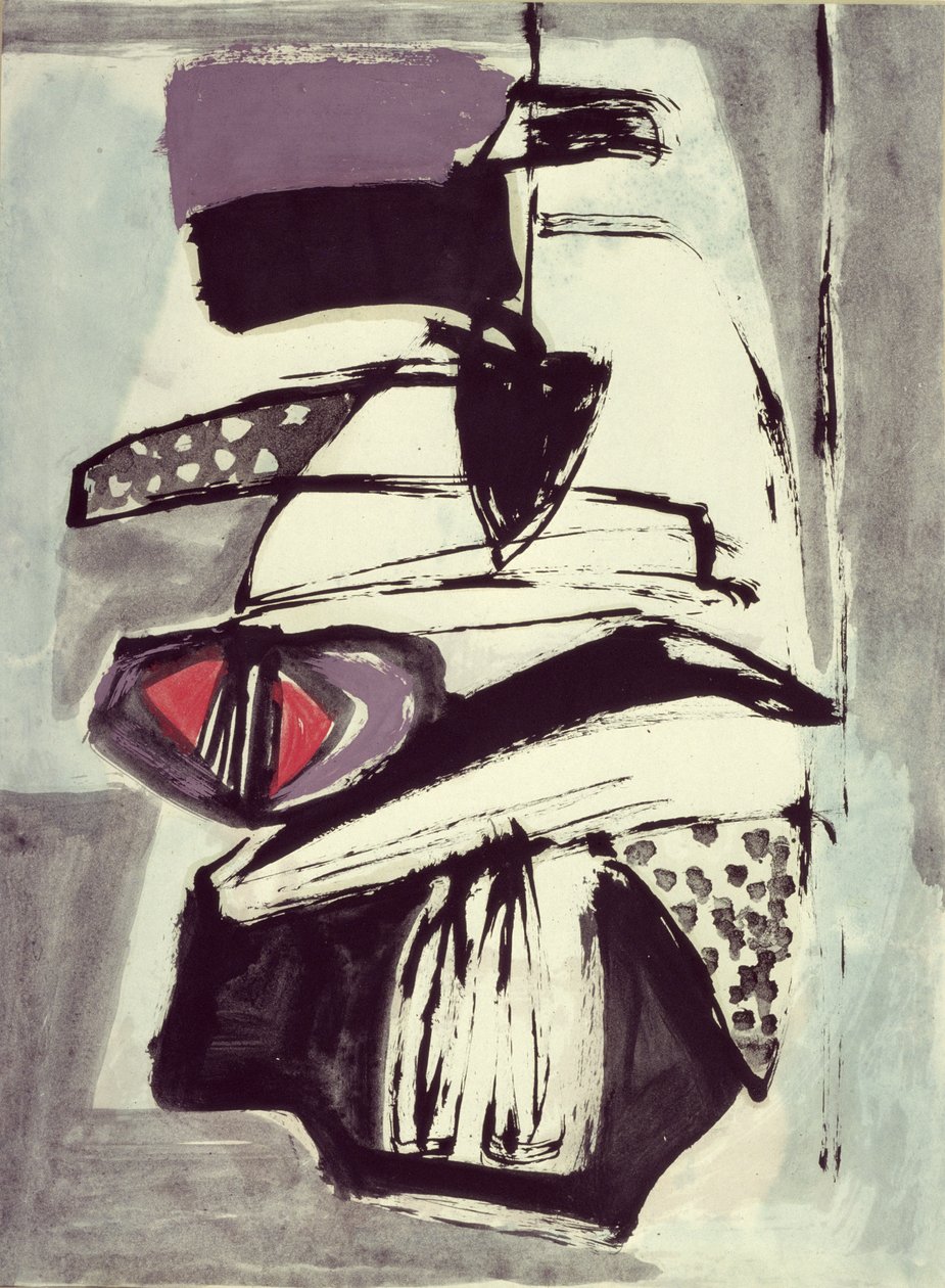 Komposition (akvarel og gouache på papir) af Jankel Adler
