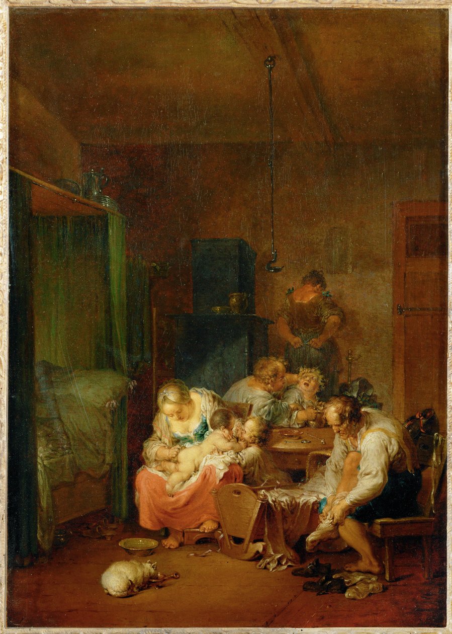 Interiør, morgen (maleri på lærred) af Januarius Zick