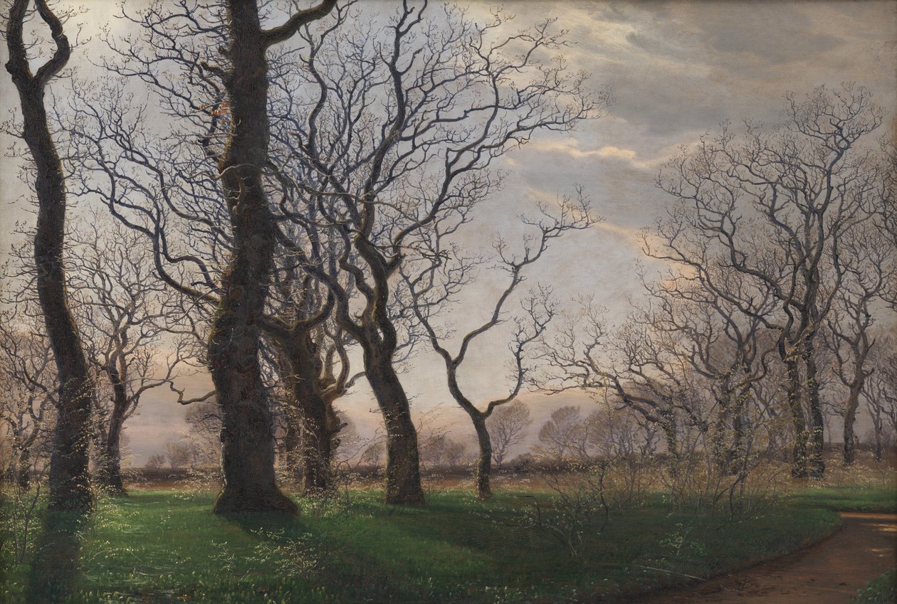 I udkanten af en egeskov en tidlig forårsmorgen af Janus La Cour
