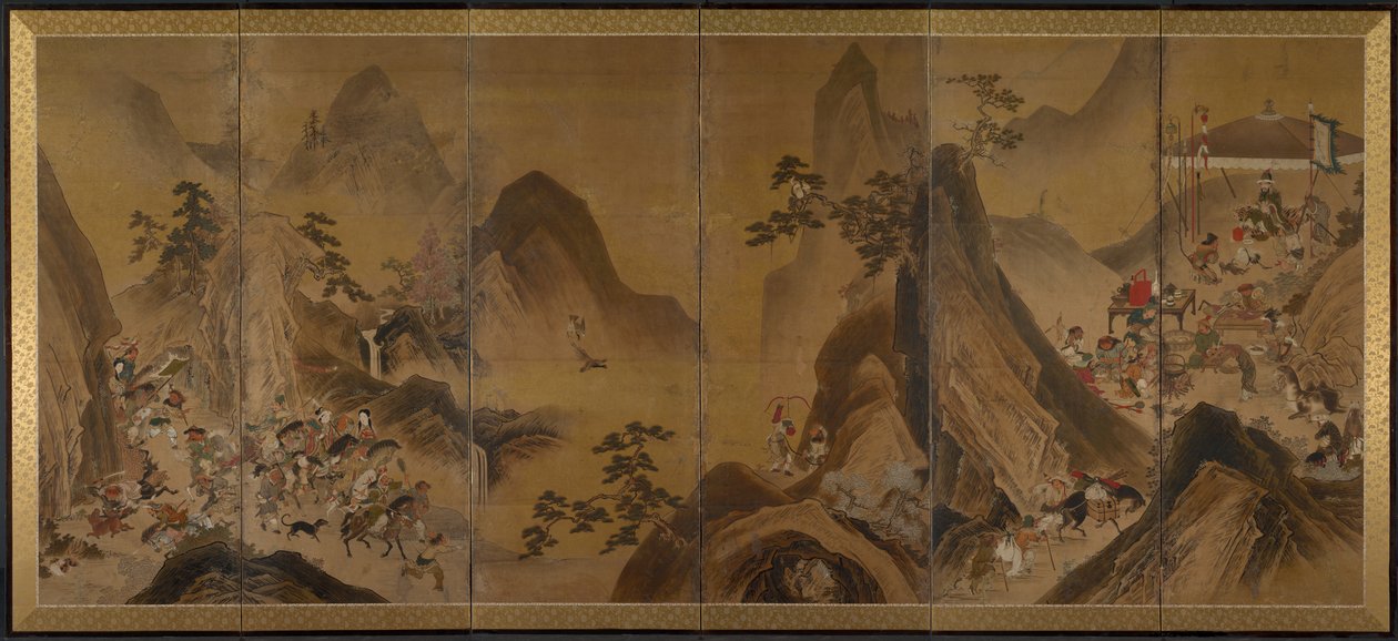 Tartarer på jagt i et bjerglandskab af Japan, Edo period