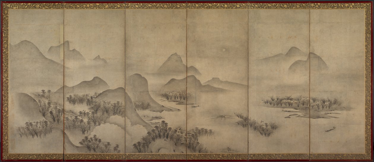 Moonlit Landscape (en af et par) af Japan, Muromachi period