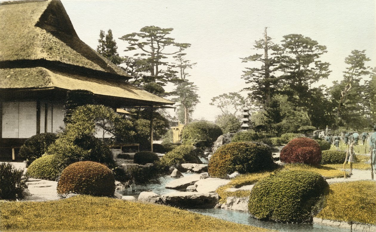 En karakteristisk japansk have, slutningen af det 19. århundrede (håndfarvet foto) af Japanese Photographer