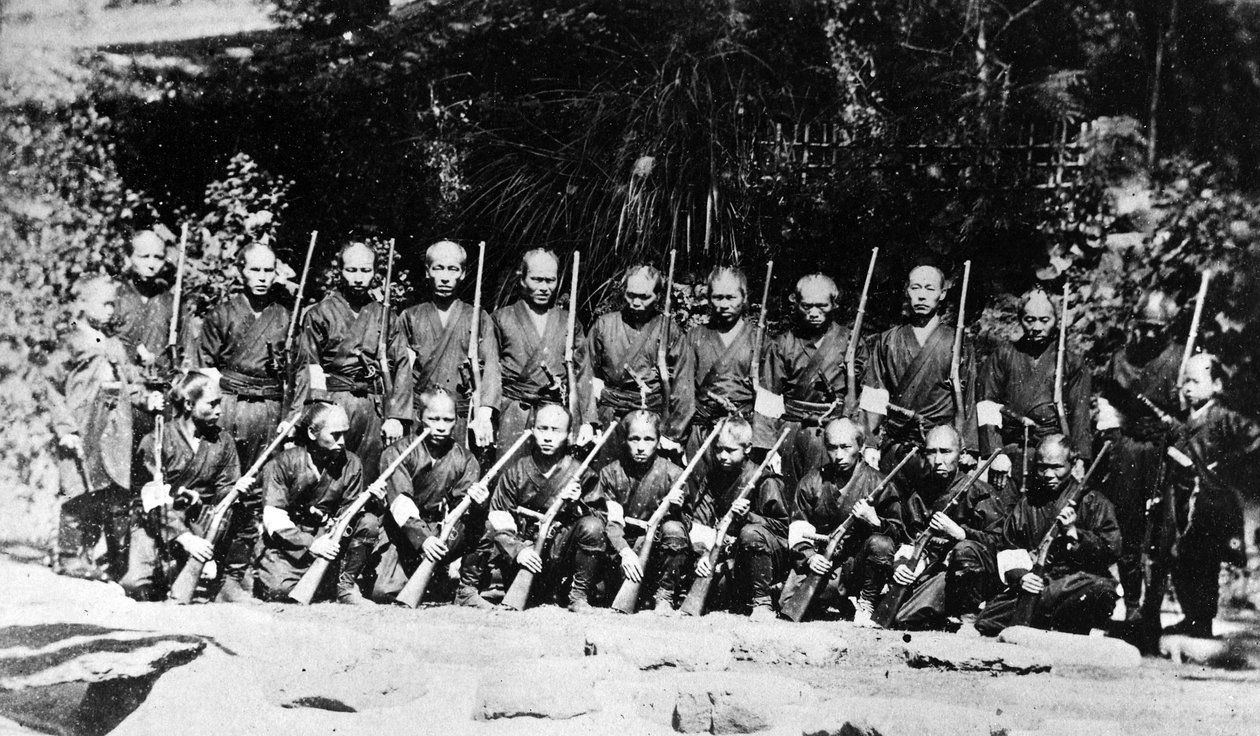 En flok japanske soldater, ca. 1860