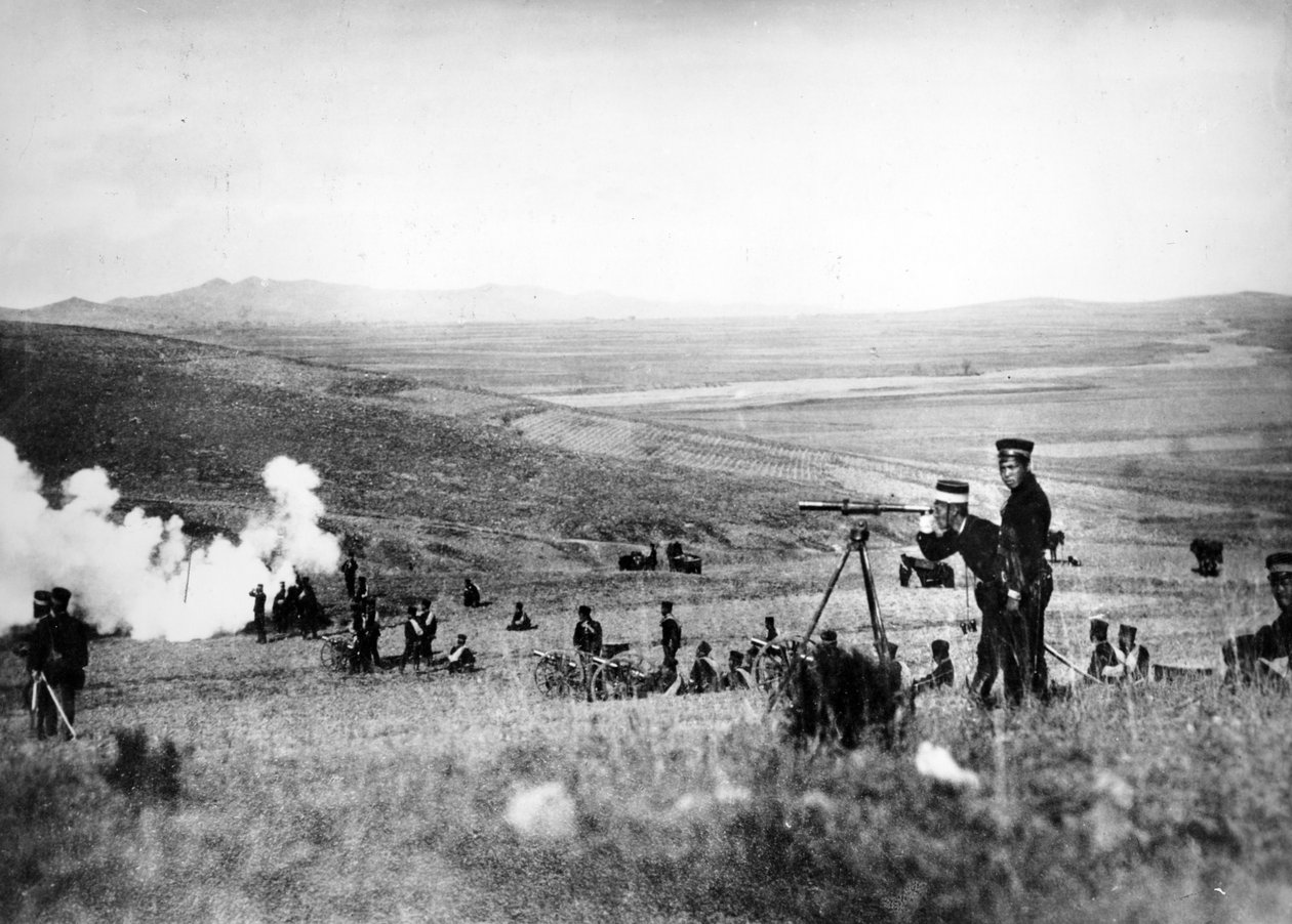 Japanske tropper under slaget ved Lüshunkou, 1894 af Japanese Photographer