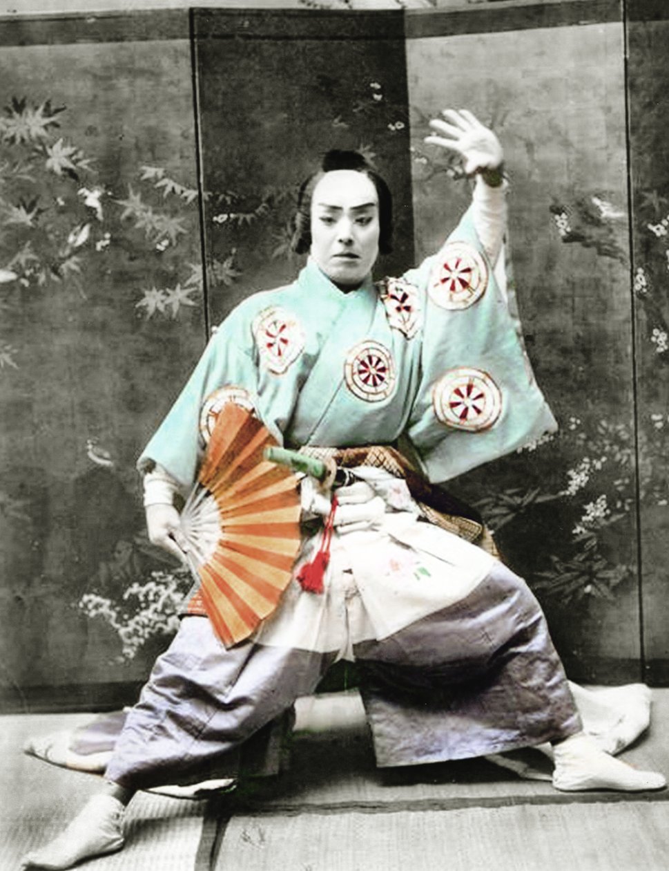 Kabuki-skuespiller, 1901 (håndfarvet albuminfoto) af Japanese Photographer