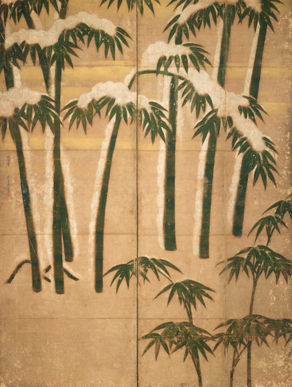 Bambus, Momoyama-perioden (1568-1615) (blæk på papir) af Japanese School