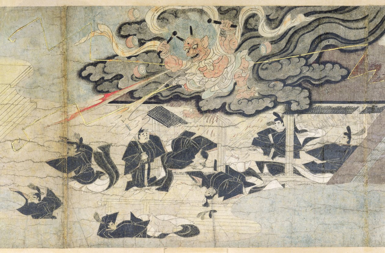 Demon Thunder, Tenjin-helligdommen, Kamakura-perioden (1185-1333) (blæk på silke) af Japanese School