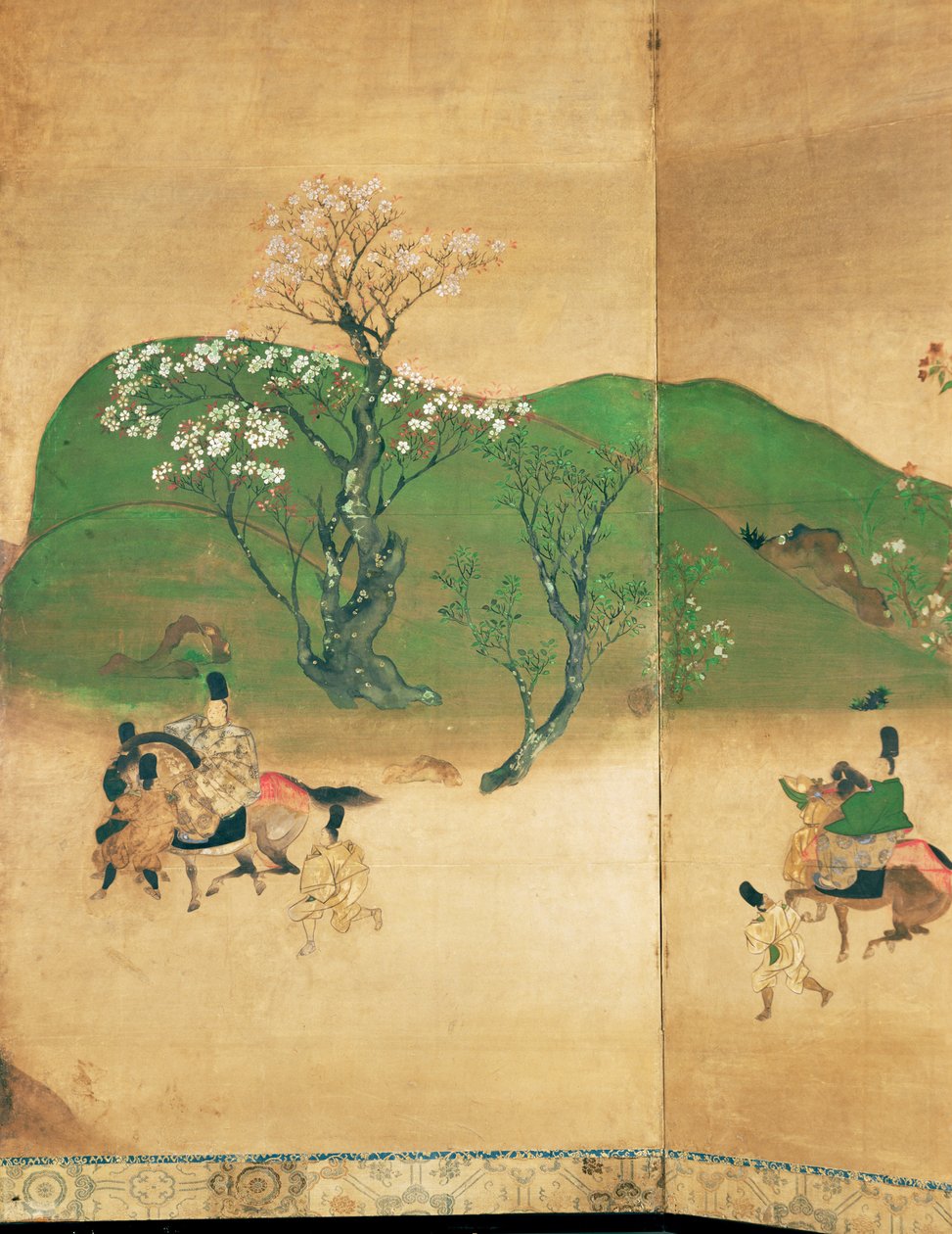 Shogun på turné i foråret, Edo-perioden (1603-1867) (blæk på papir) af Japanese School