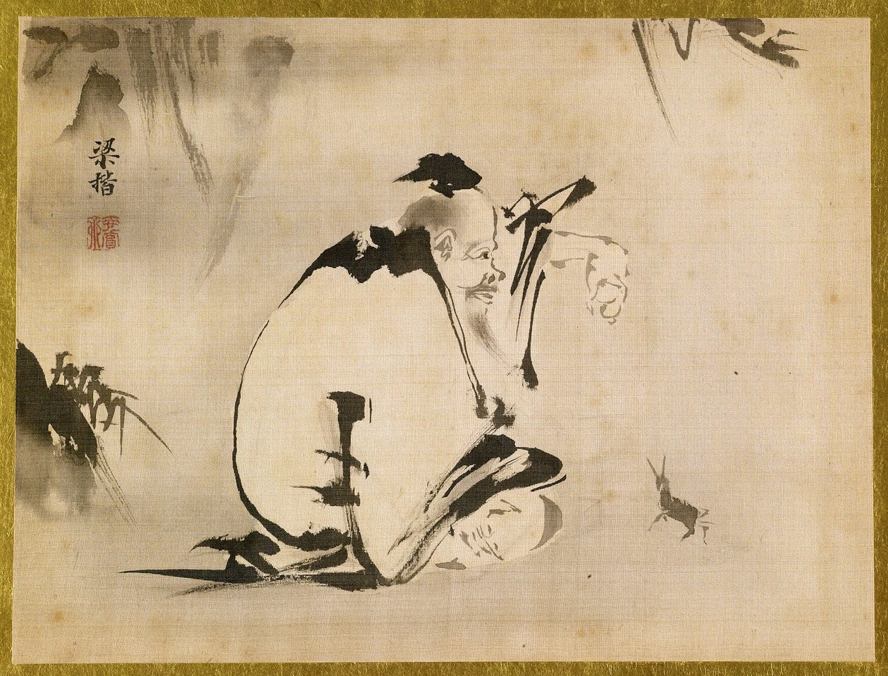 A Taoist Immortal, ca. 1816-28 (blæk og farver på silke) af Japanese School