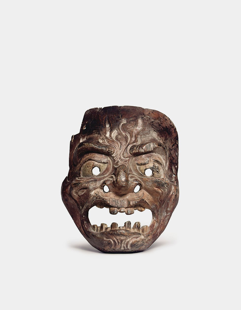 En Gigaku-maske af træ af Japanese School