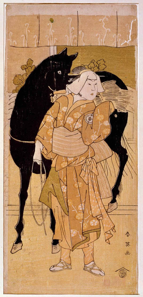 En skuespiller, der udfører en bonde og hans hest japansk print fra det 19. århundrede. Paris, Guimet-museet, Nationalmuseet for asiatisk kunst af Japanese School