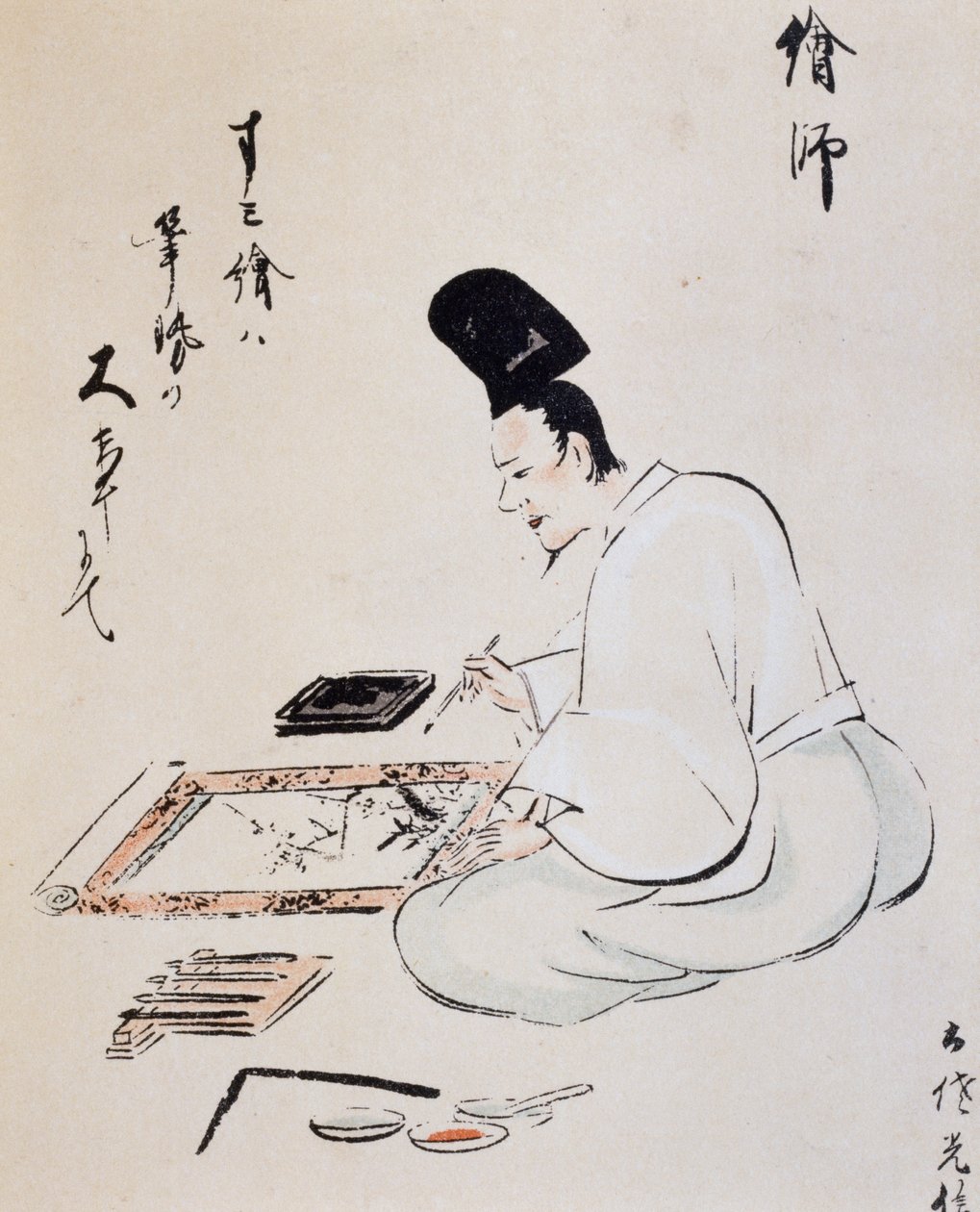 Kunstnermaleri med blæk, tegning, Tosa-skole, japansk civilisation, Edo-perioden af Japanese School