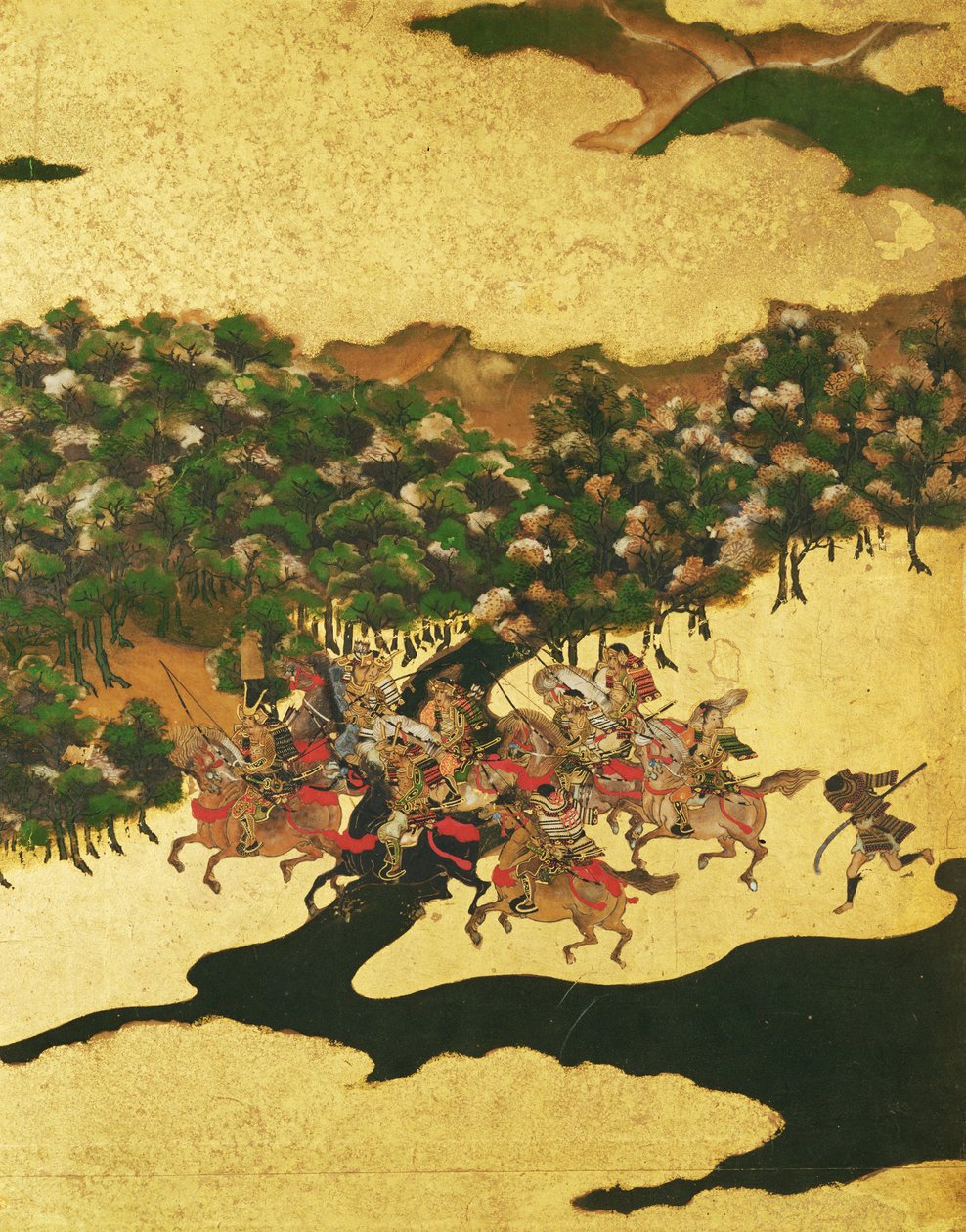 Slaget ved Hogen i 1156, Momoyama-perioden (1568-1615) (blæk på papir) af Japanese School