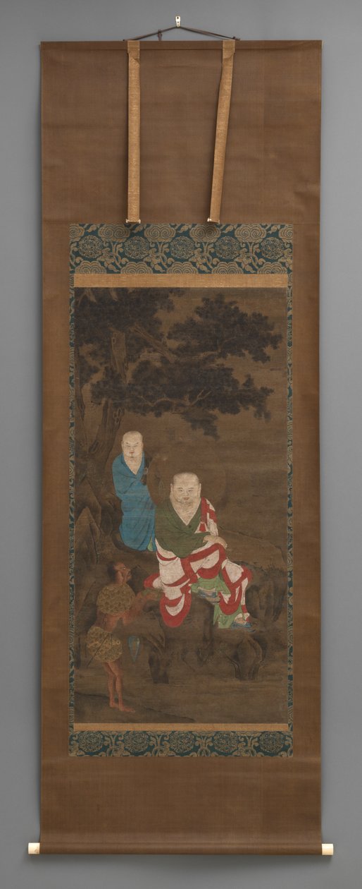 Buddhistisk maleri af 3 figurer, begyndelsen af det 18. århundrede af Japanese School