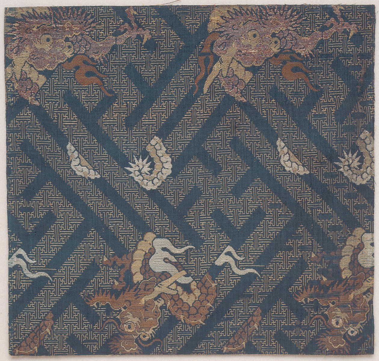 Buddhistisk tempelmøbelstof, et betræk til en sutra, fragment af Japanese School