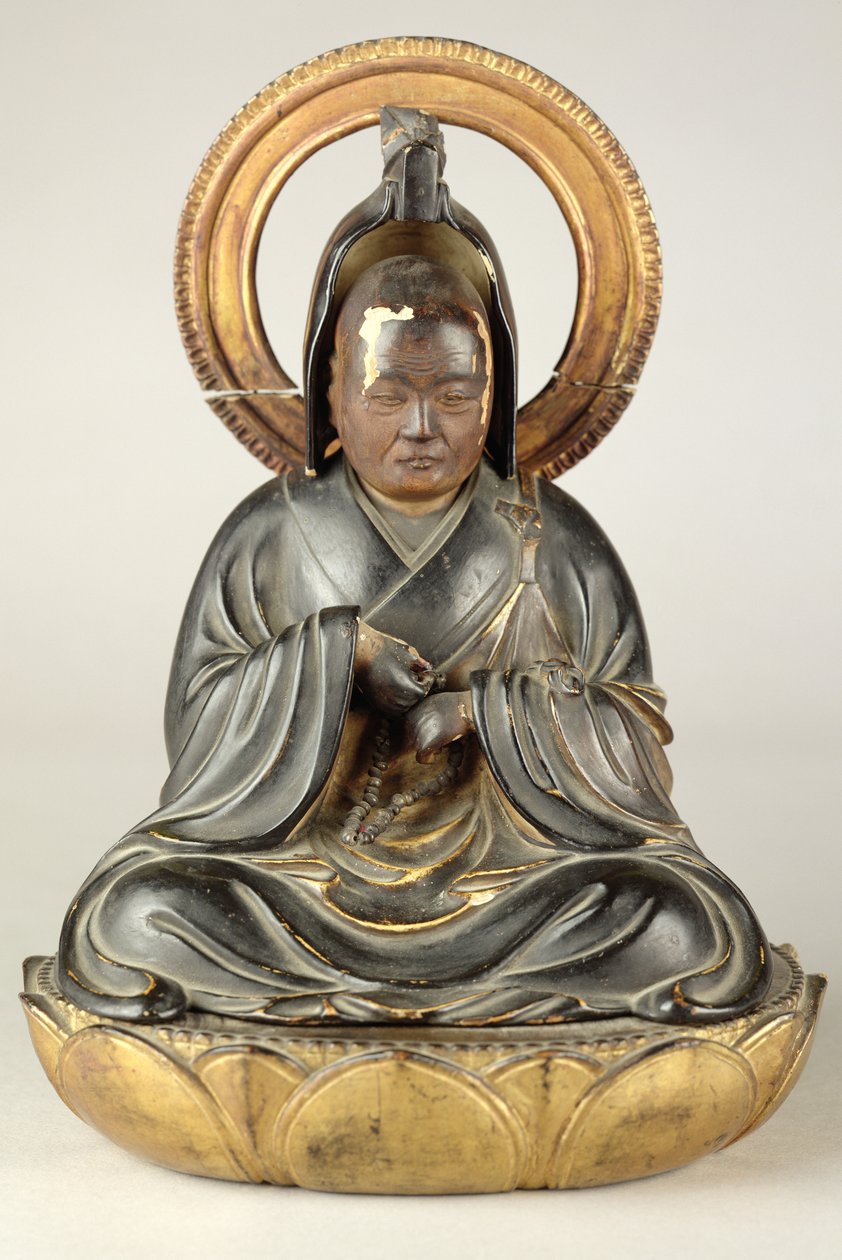 Buddhistisk abbed (lakeret træ) af Japanese School