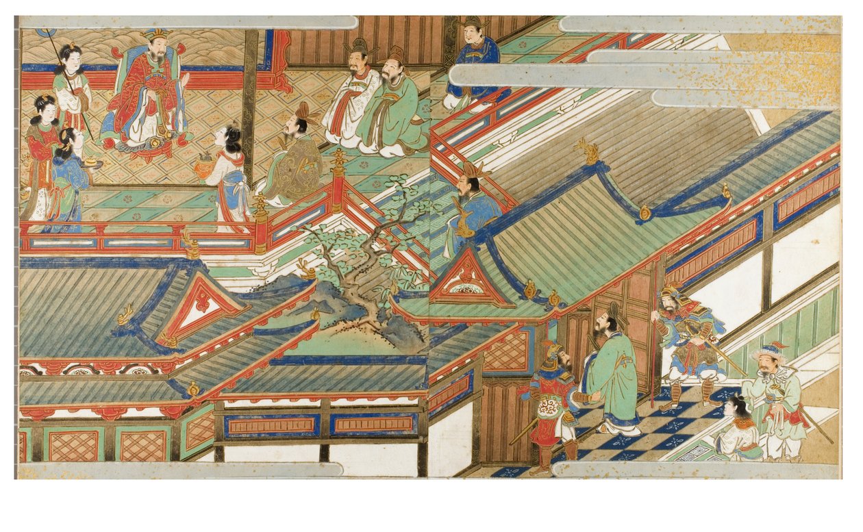 Kinesisk hofscene i Yamato-e-stil af Japanese School