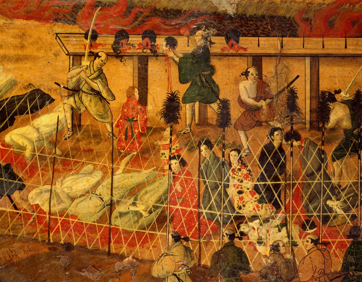 Detalje fra Jesuitternes martyrium i Japan i 1622 (akvarel på papir) af Japanese School