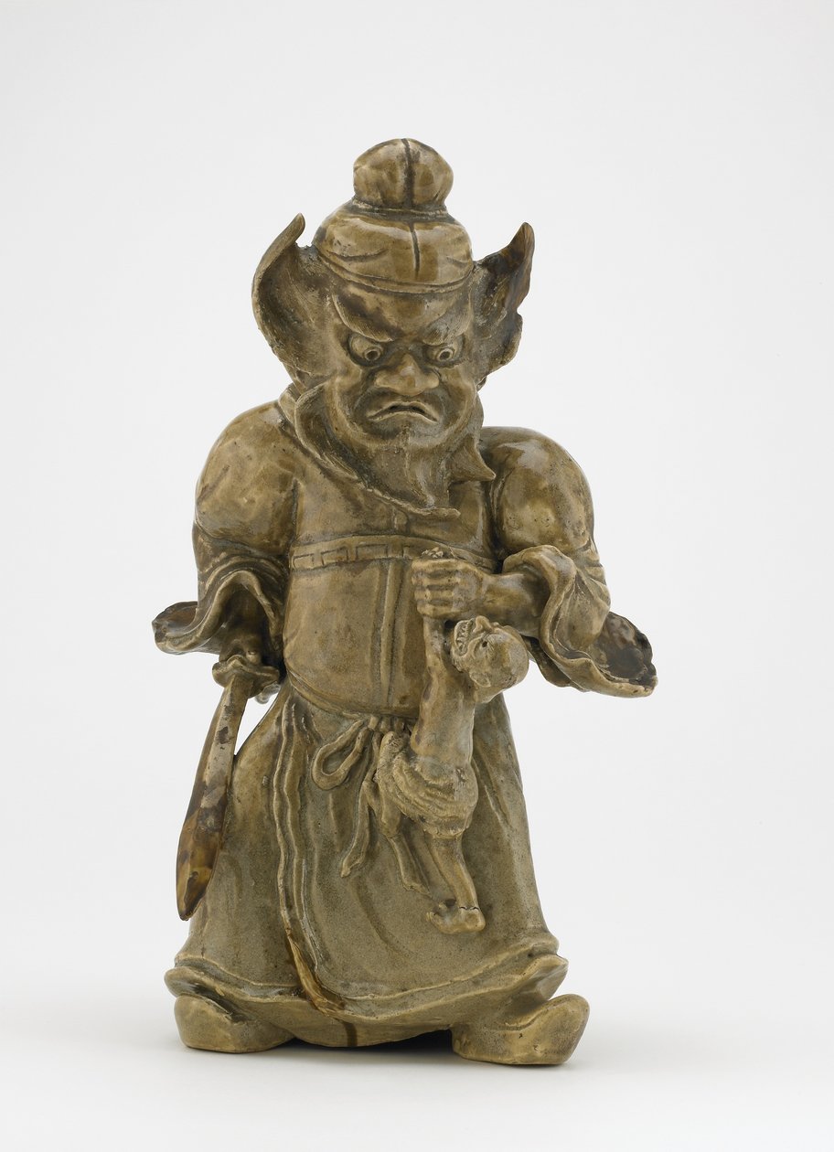 Figur af Shoki the dæmon dæmper, Tokyo, Edo periode (keramik) af Japanese School