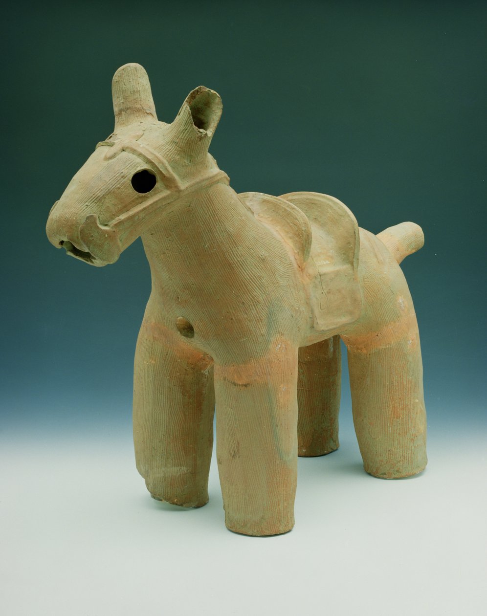 Haniwa-hest, fundet placeret omkring Funuli, Boshu-provinsen, Osato-distriktet, Dolmen-perioden (lertøj) af Japanese School