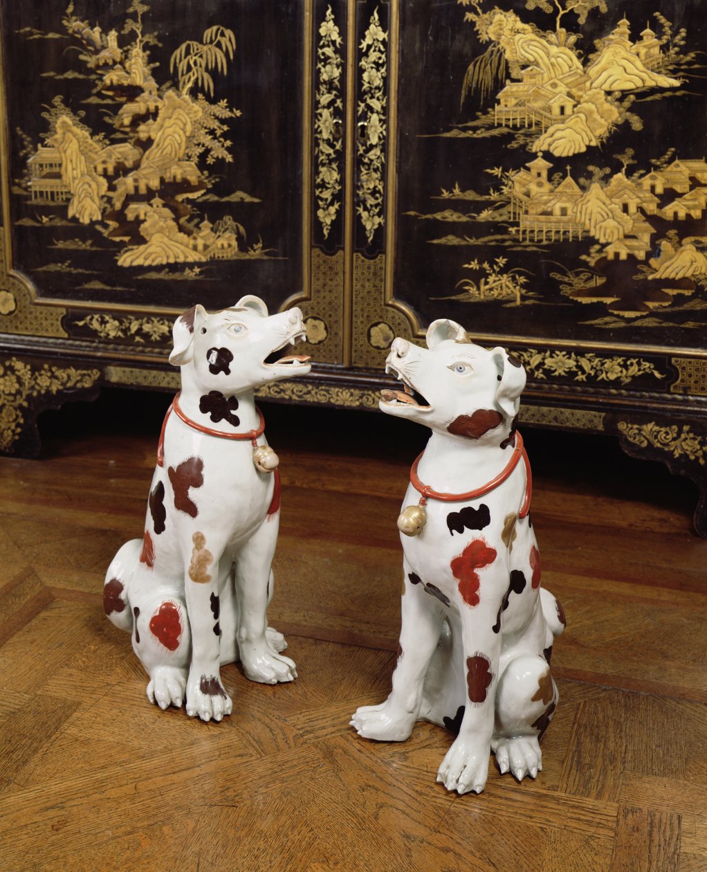 Imari par siddende hunde (hårdt-pasta porcelæn) af Japanese School