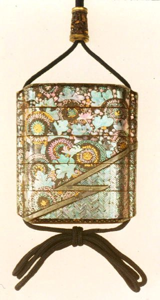 Inro bæretaske, Edo Period (1603-1867) (lak) af Japanese School