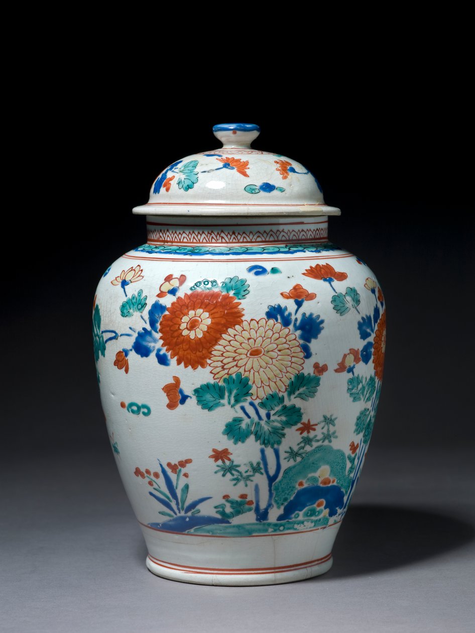 Krukke med låg, ca. 1670-80 (kakiemon porcelæn) af Japanese School