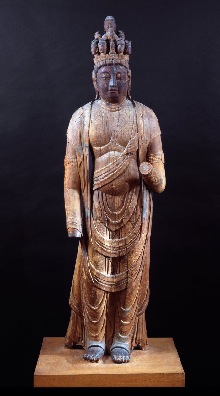 Juichimen Kannon (Ellevehovedet Kannon), Heian-perioden, begyndelsen af det 10. århundrede (solid træblokkonstruktion med spor af polykrom) af Japanese School