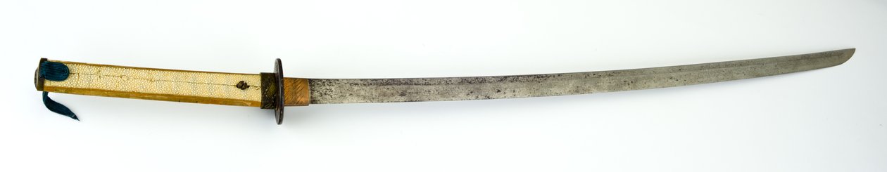 Katana eller sværd (stål, kobber, messing, rayskin, træ og stof) af Japanese School